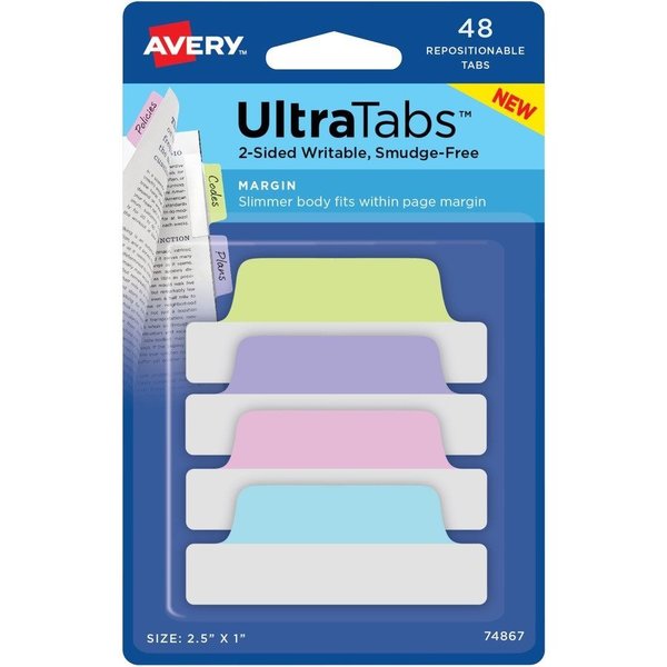 Avery Tabs, Repos, 2.5X1, Pstl, 48Pk AVE74867